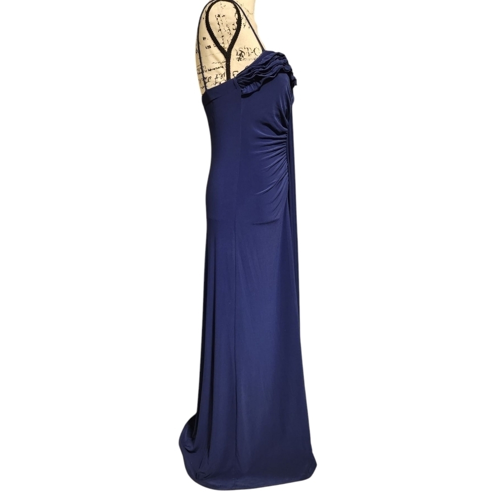 Onyx Nite Navy Blue Jersey Knit Stretch Sweetheart Gown - Picture 5 of 8